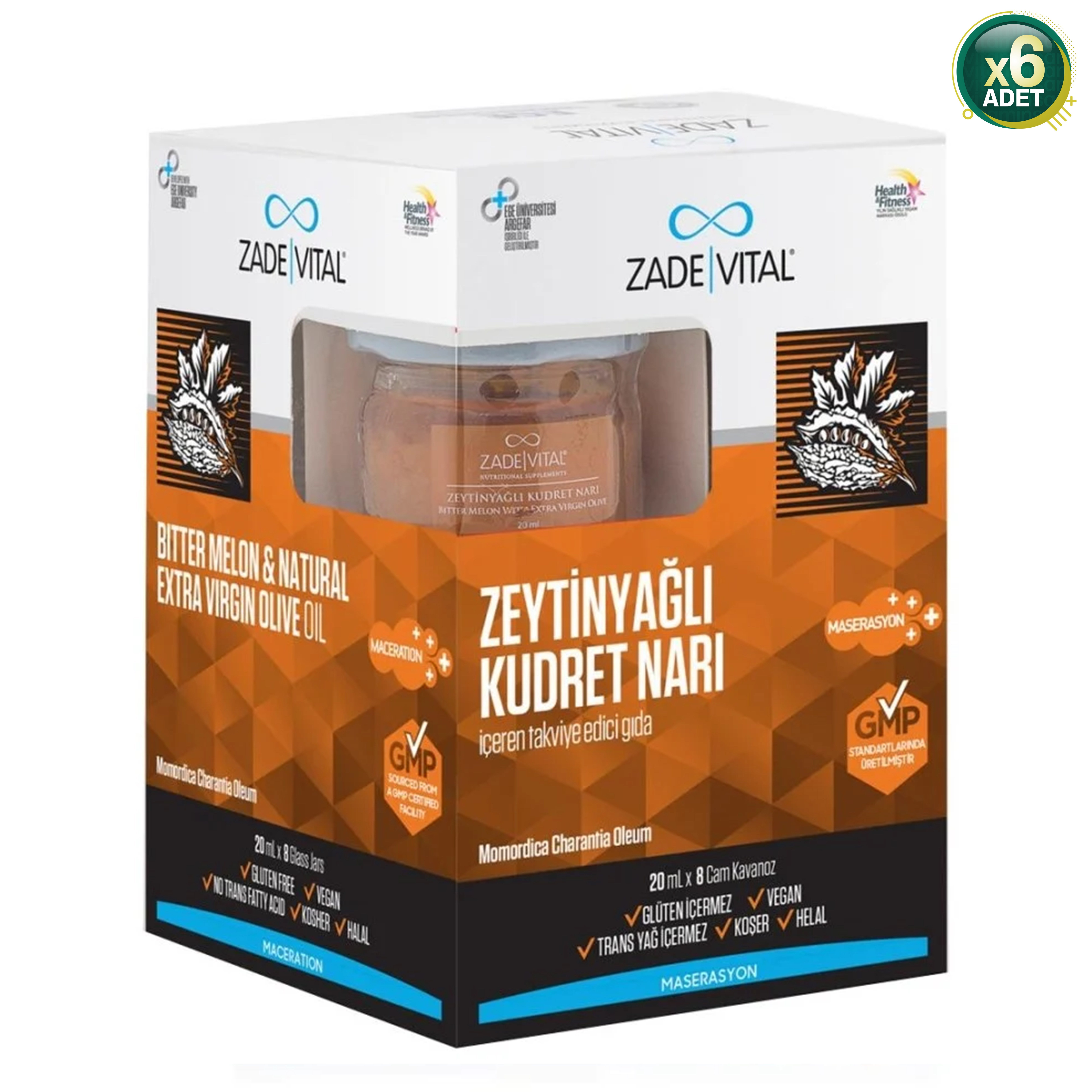 Zade Vital Zeytinyağlı Kudret Narı 8 Cam Kavanoz x 6