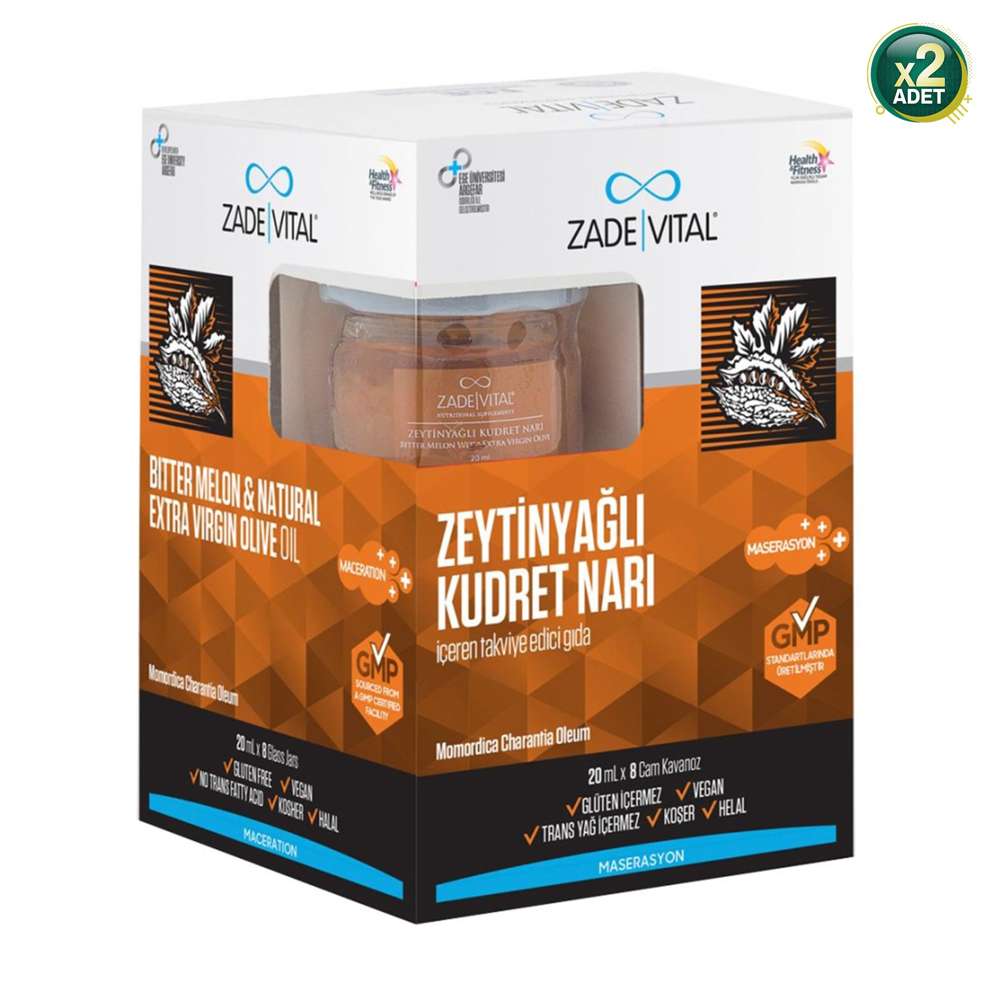 Zade Vital Zeytinyağlı Kudret Narı 8 Cam Kavanoz x 2