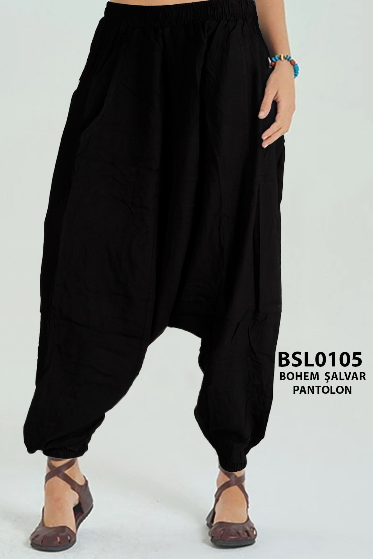 Bohem Tarz Viskon Şalvar Pantlon Standart Beden (Cepli) BSL0105-8612