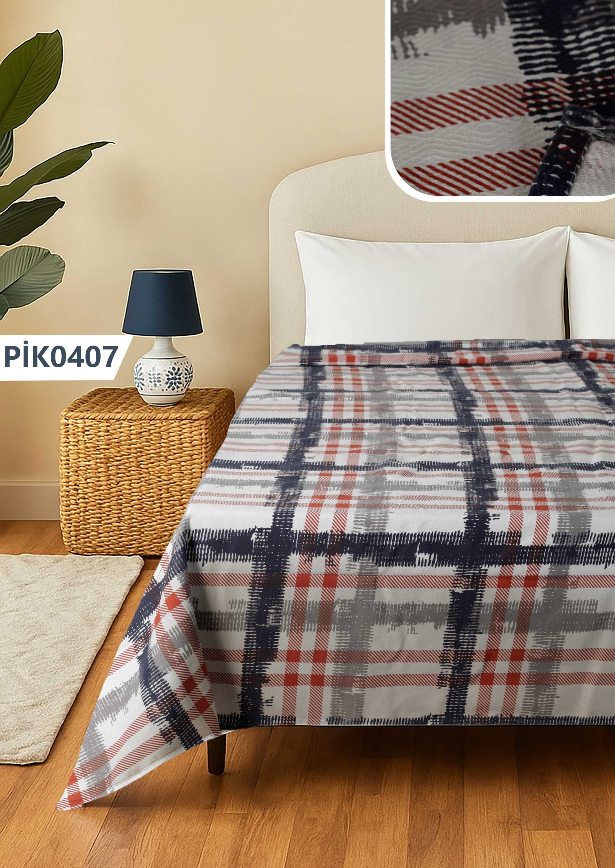 Çift Kişilik Jakarlı Pike Yatak Örtüsü 200*240cm PİK0407-21939