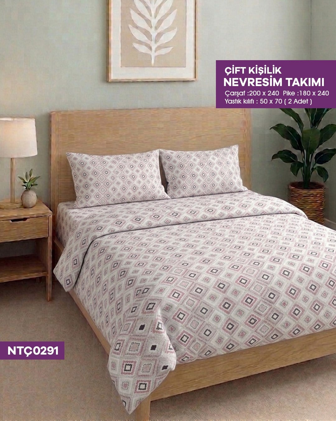 ÇİFT KİŞİLİK RANFORCE NEVRESİM TAKIMI NTÇ0291-32408