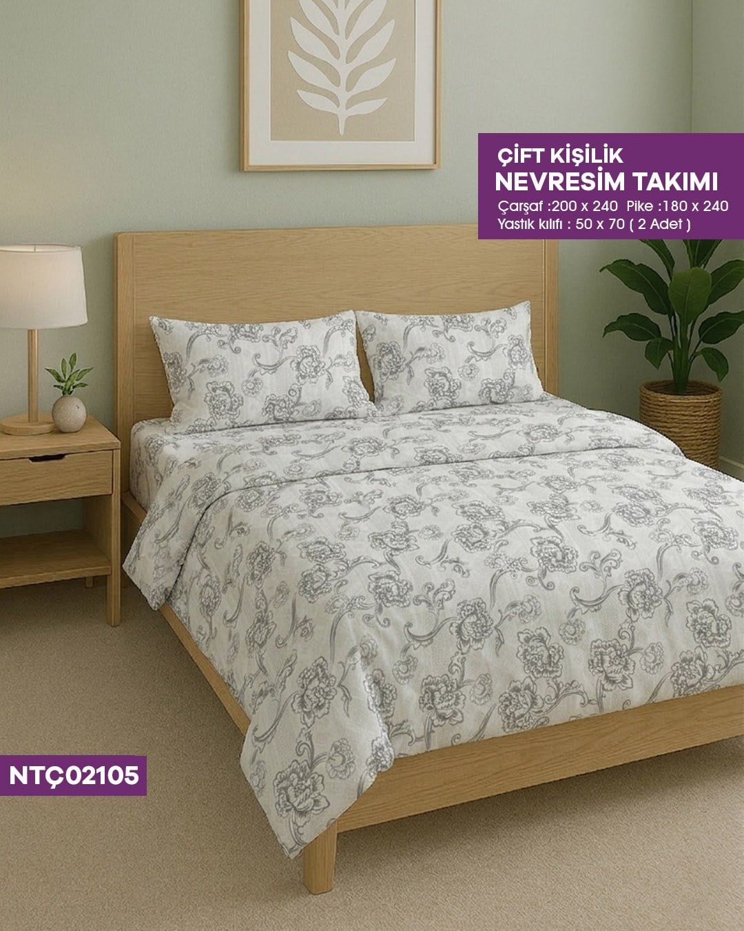 ÇİFT KİŞİLİK RANFORCE NEVRESİM TAKIMI NTÇ02105-32407