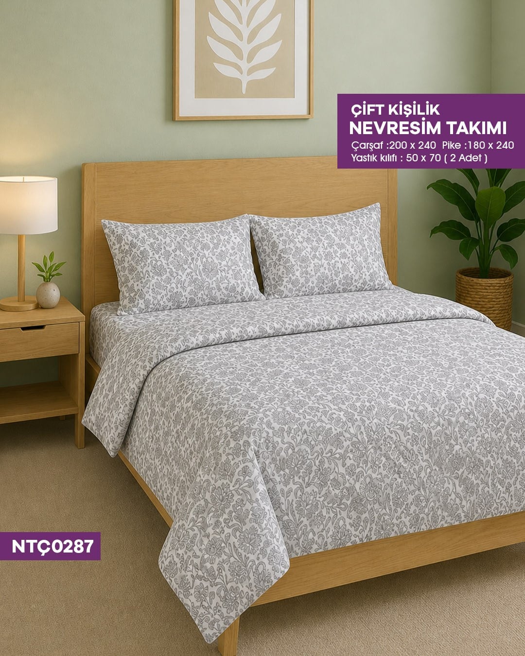 ÇİFT KİŞİLİK RANFORCE NEVRESİM TAKIMI NTÇ0287-32301