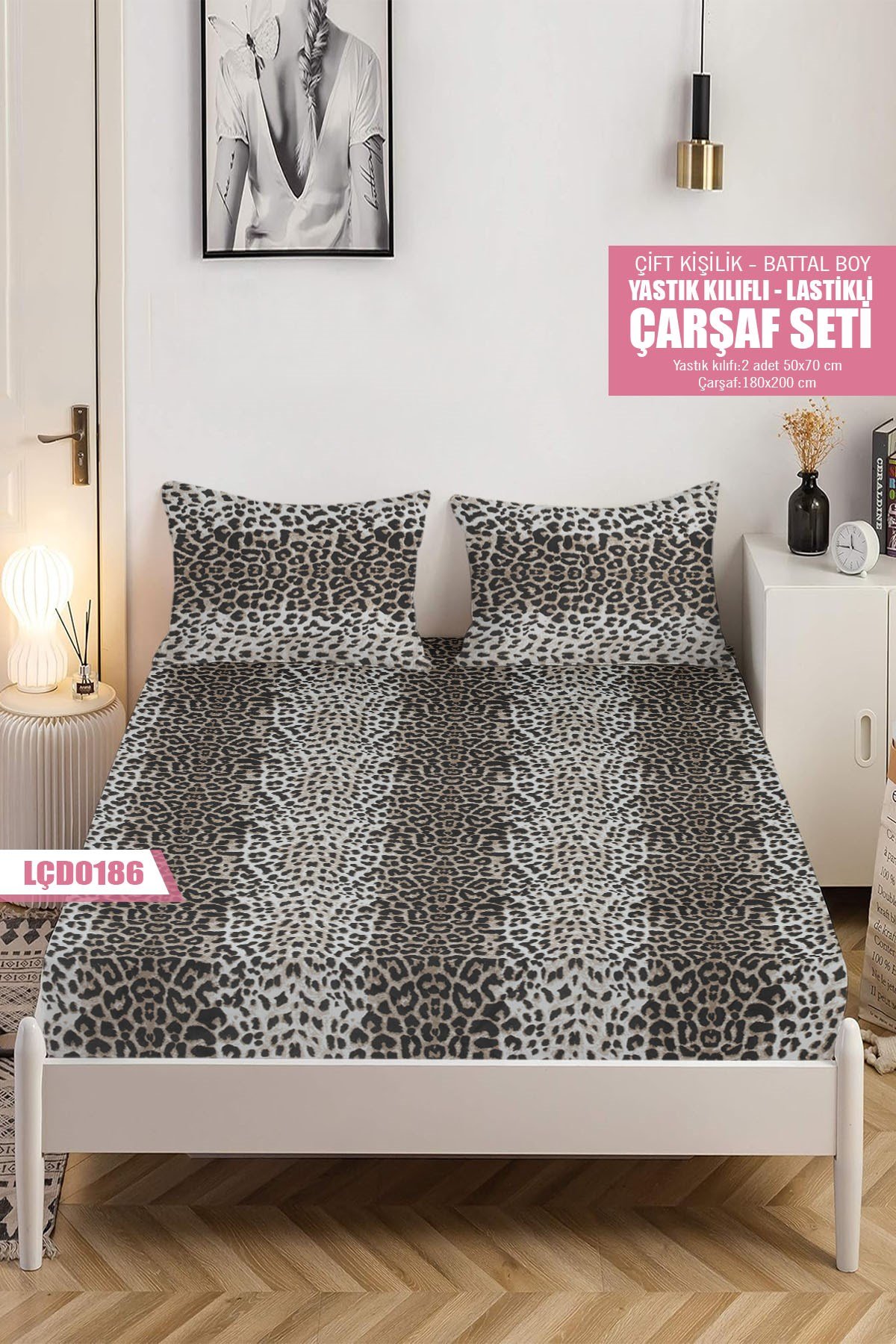 Çiftkişilik BATTAL Lastikli Çarşaf Seti 180x200cm LÇD0186-30601