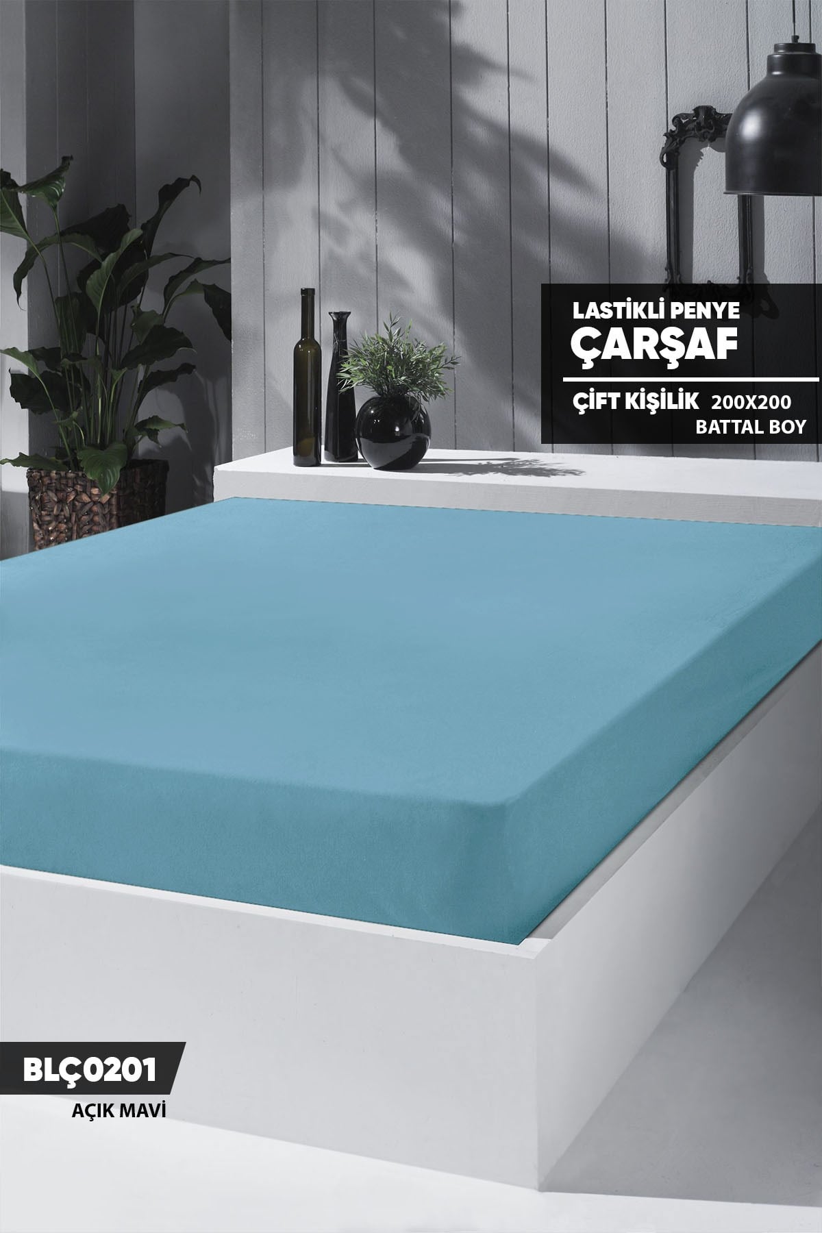 Çiftkişilik BATTAL Lastikli Çarşaf Seti 200x200cm  BLÇ0201-31001