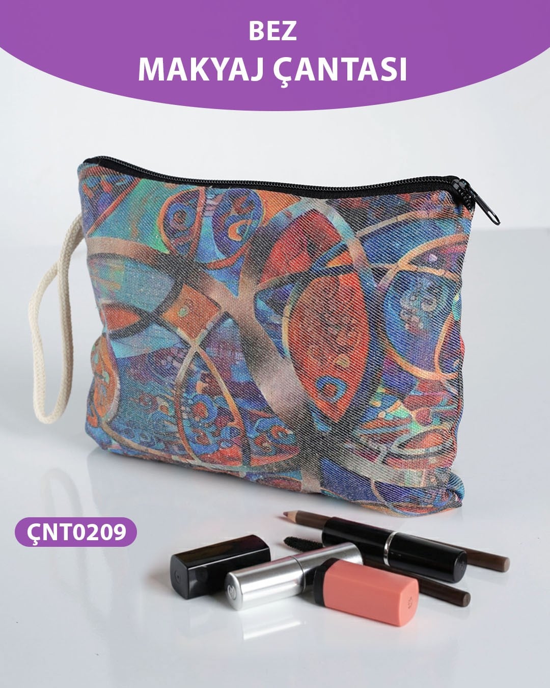 Çok Amaçlı Desenli Bez Makyaj Çantası  ÇNT0209-20939