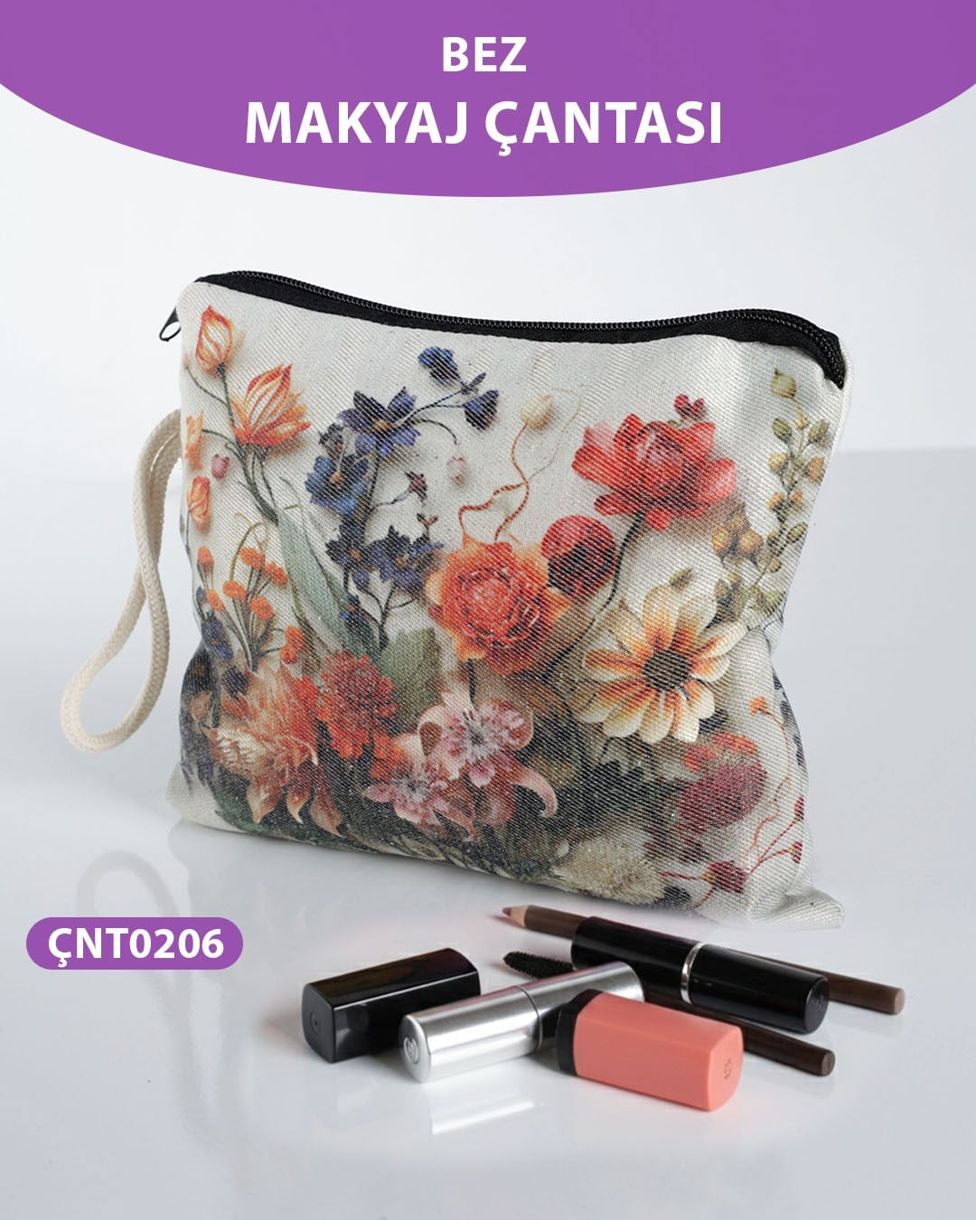 Çok Amaçlı Desenli Bez Makyaj Çantası  ÇNT0206-20931