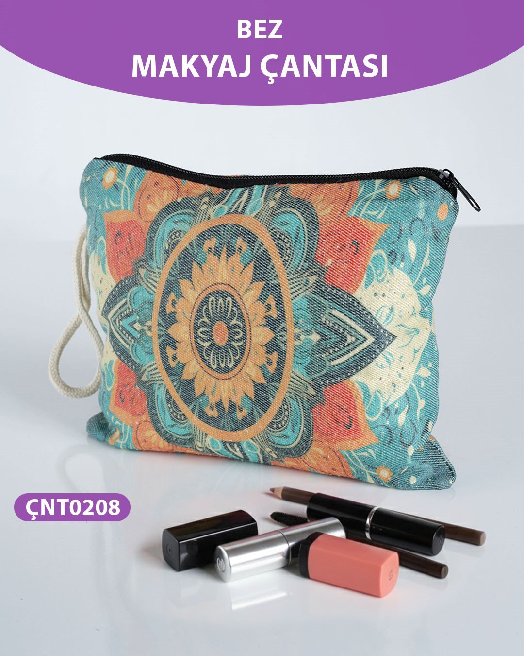 Çok Amaçlı Desenli Bez Makyaj Çantası  ÇNT0208-20938