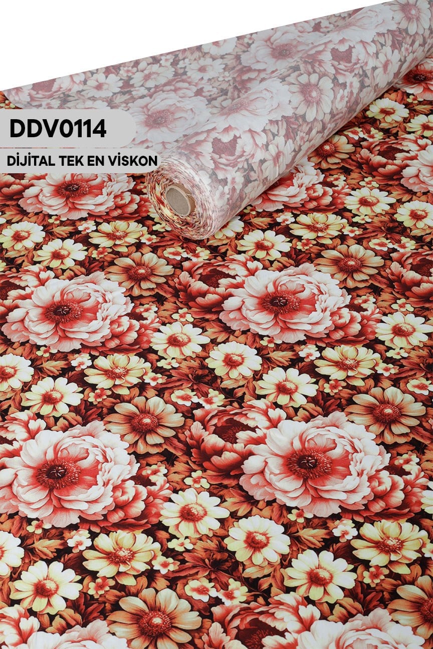 Digital Baskı Dar En Pamuk Viskon Kumaş 90cm-DDV0114