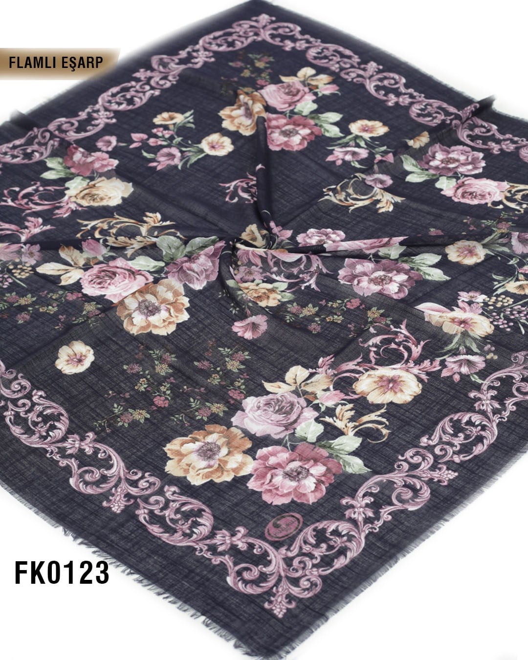 DOLCE İpek 100*100cm Flamlı Eşarp FK0123-4314