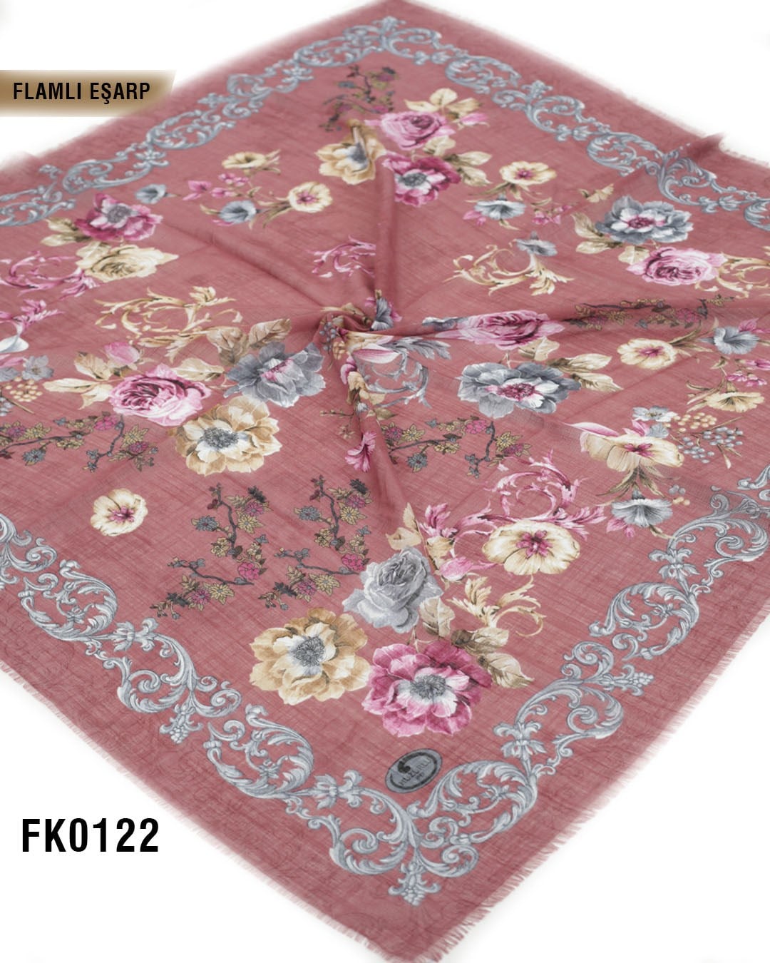 DOLCE İpek 100*100cm Flamlı Eşarp FK0122-4313