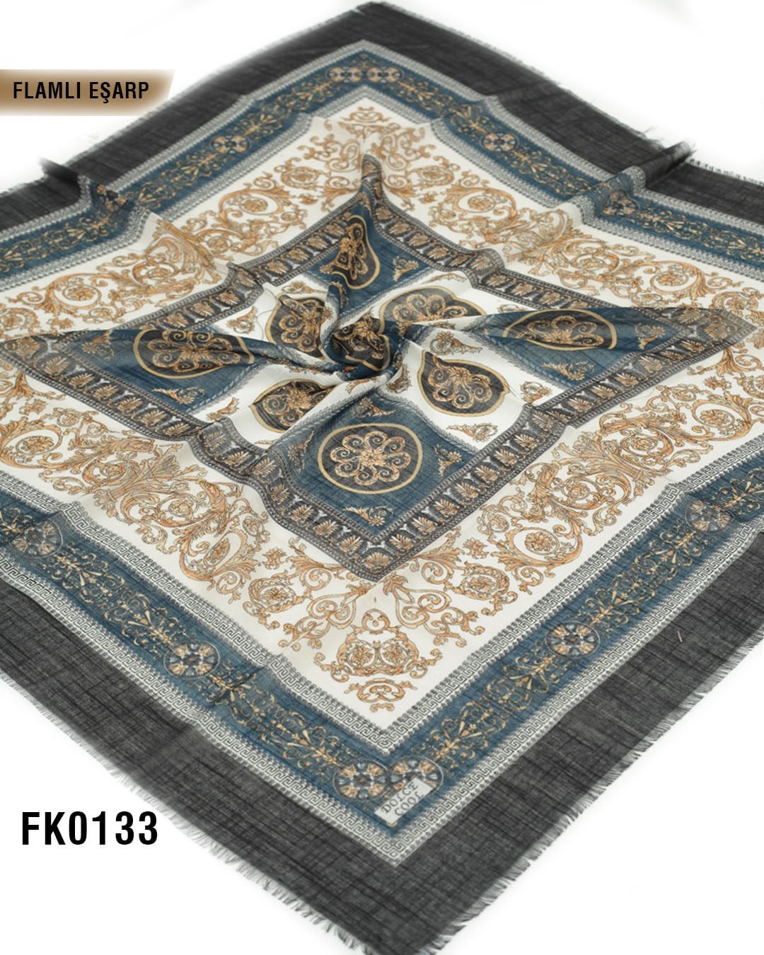 DOLCE İpek 100*100cm Flamlı Eşarp FK0133-4324