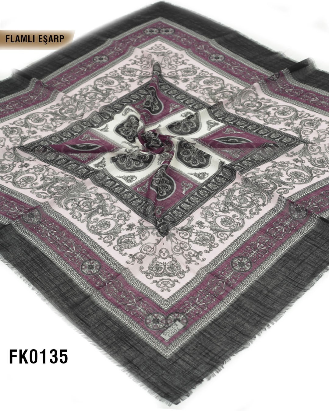 DOLCE İpek 100*100cm Flamlı Eşarp FK0135-4326