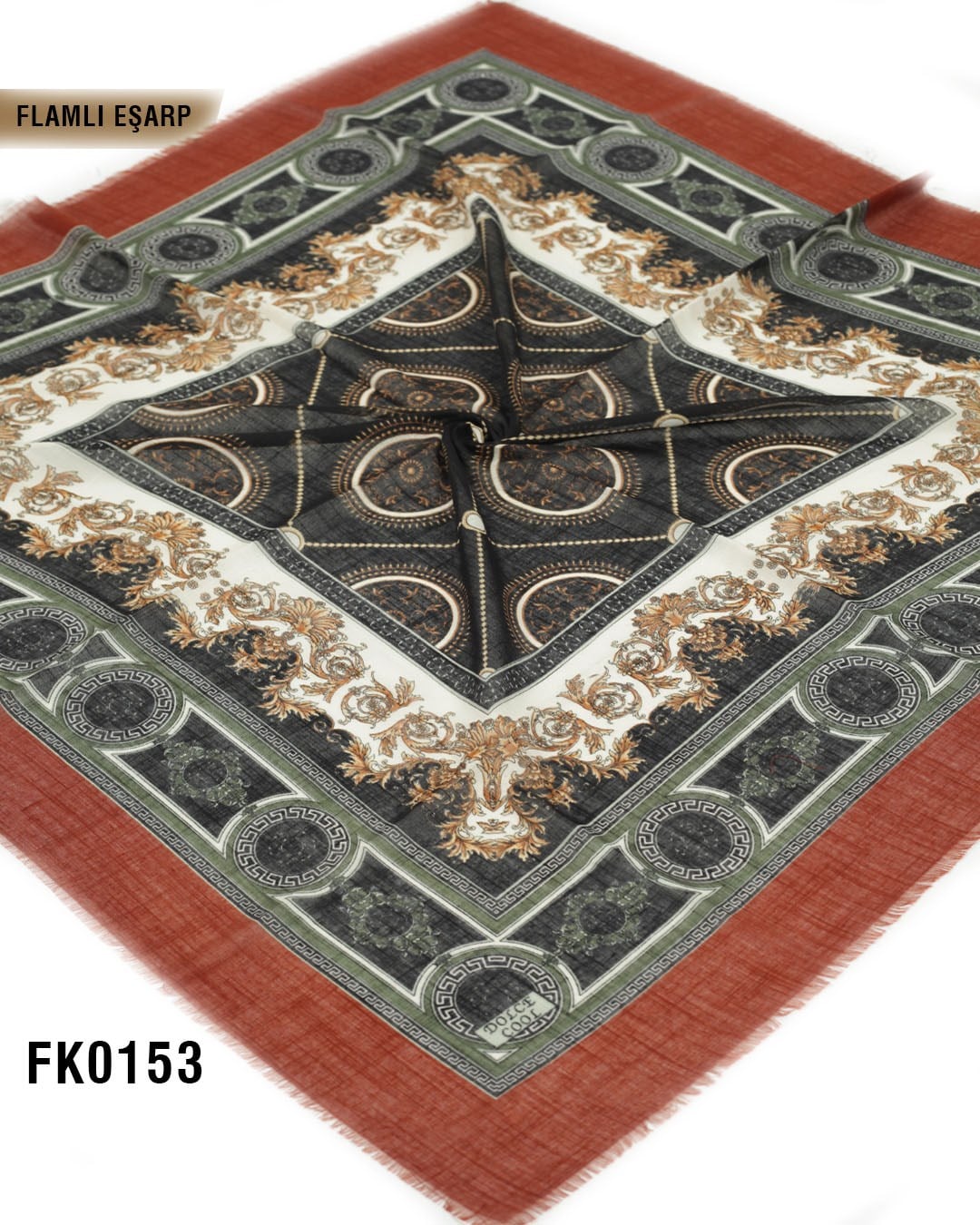 DOLCE İpek 100*100cm Flamlı Eşarp FK0153-4208