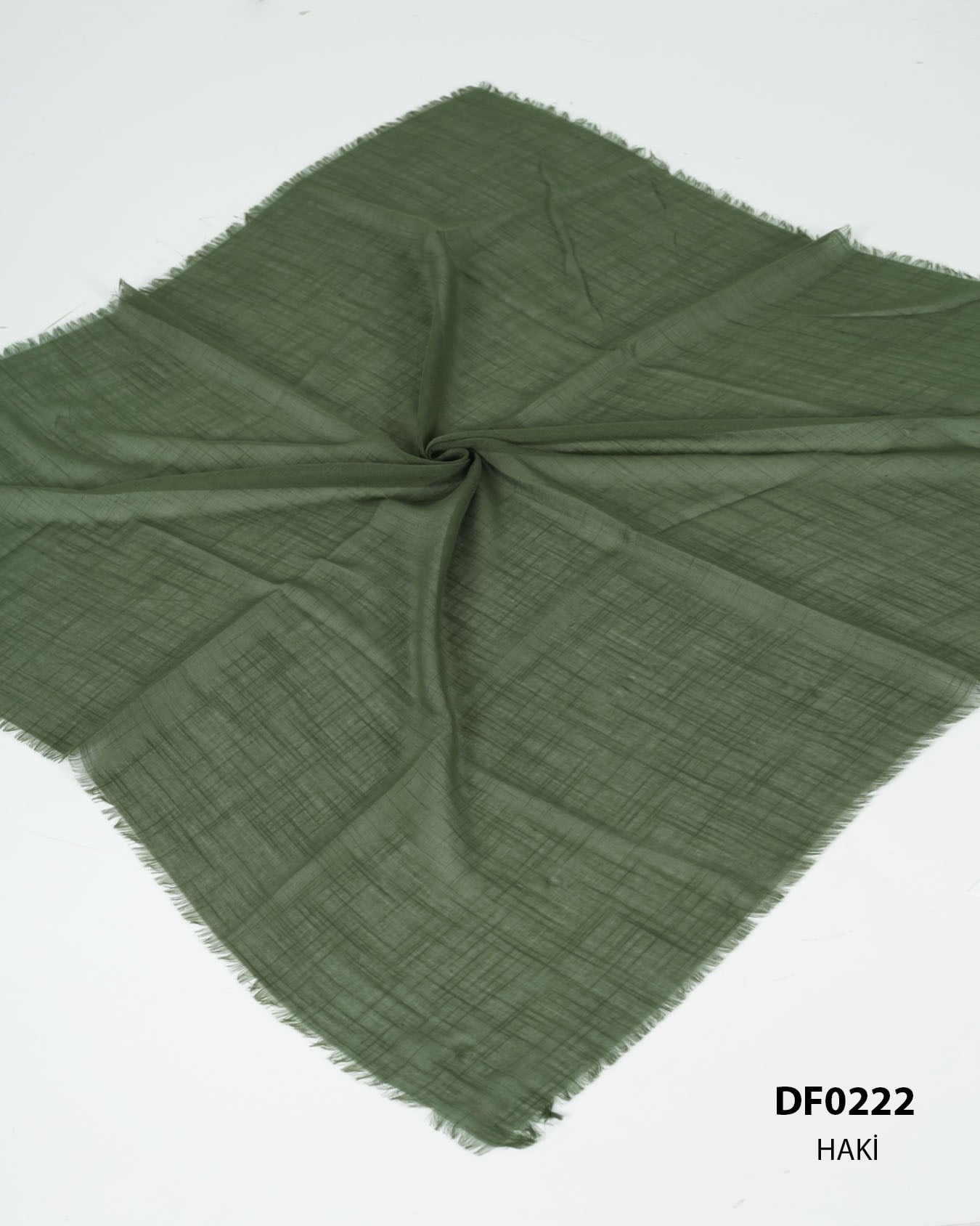 Düz Renk Flamlı Eşarp DF0222-Haki