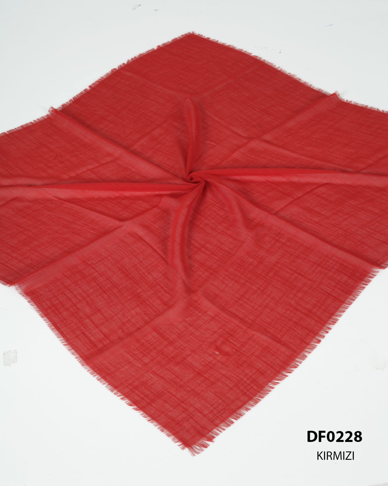 Düz Renk Flamlı Eşarp DF0228-Kırmızı