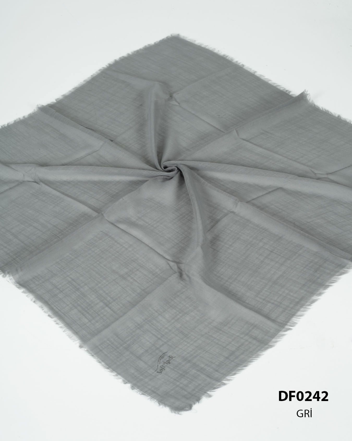 Düz Renk Flamlı Eşarp DF0242-Gri