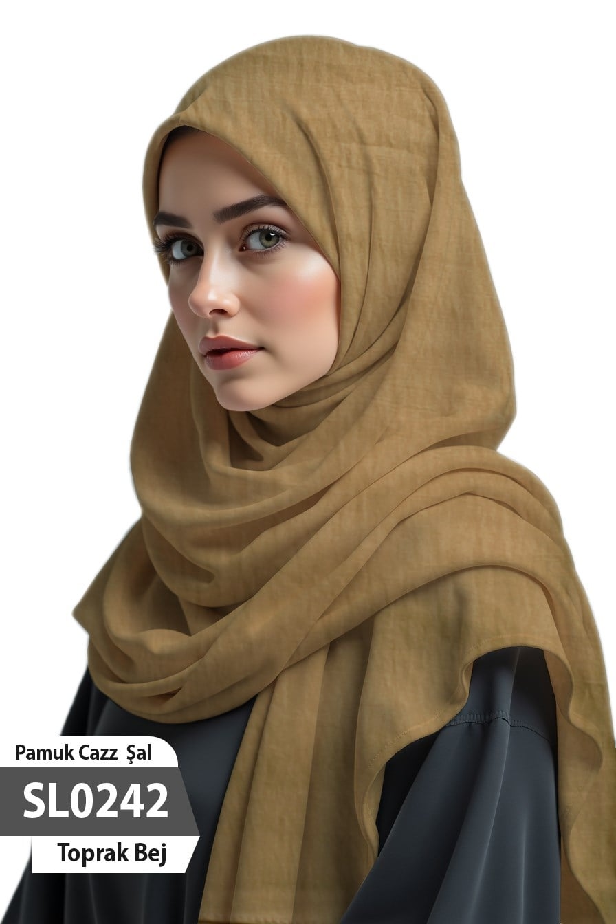 Pamuk cazz Şal Toprak Bej SL0242-4025