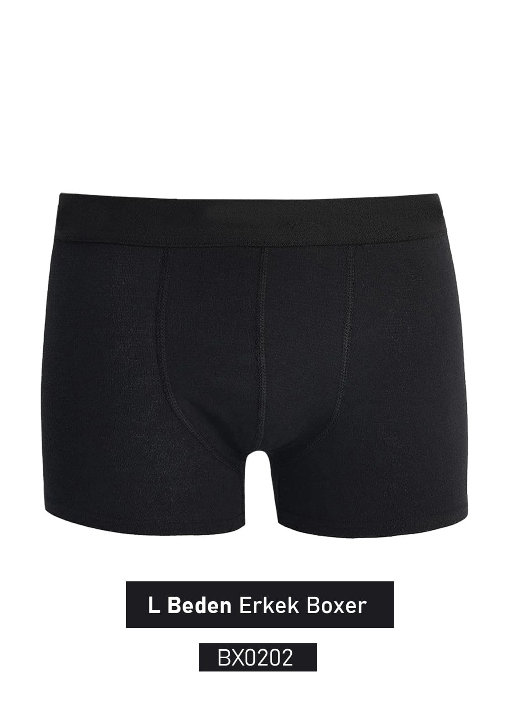 Pamuk Likralı Erkek Boxer Siyah L BX0202-8324