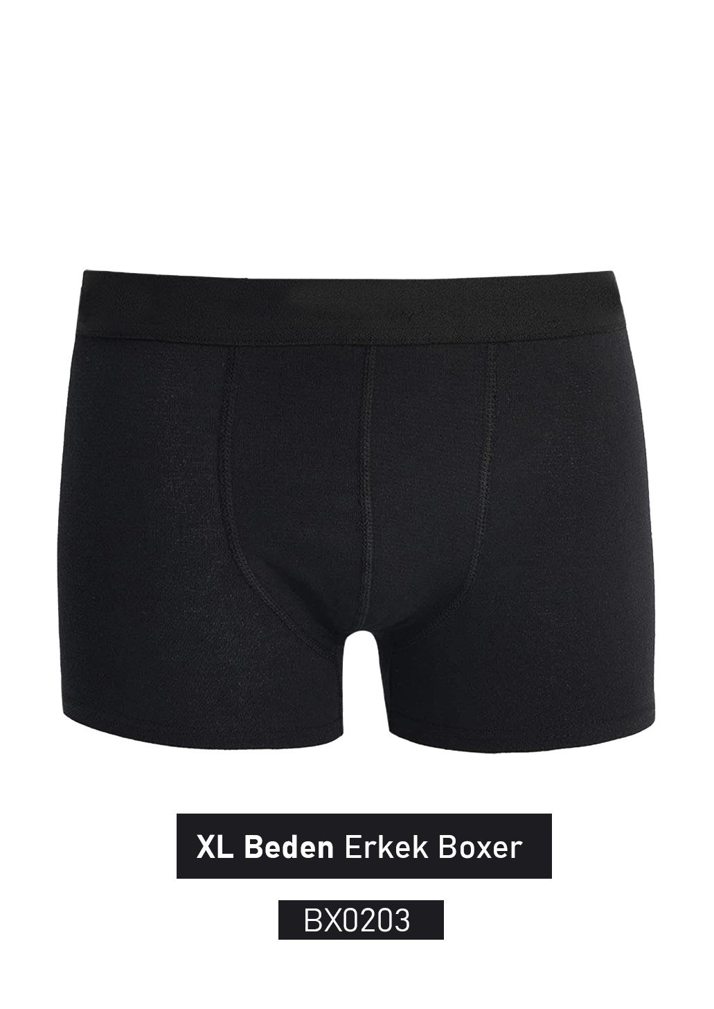 Pamuk Likralı Erkek Boxer Siyah XL BX0203-8325