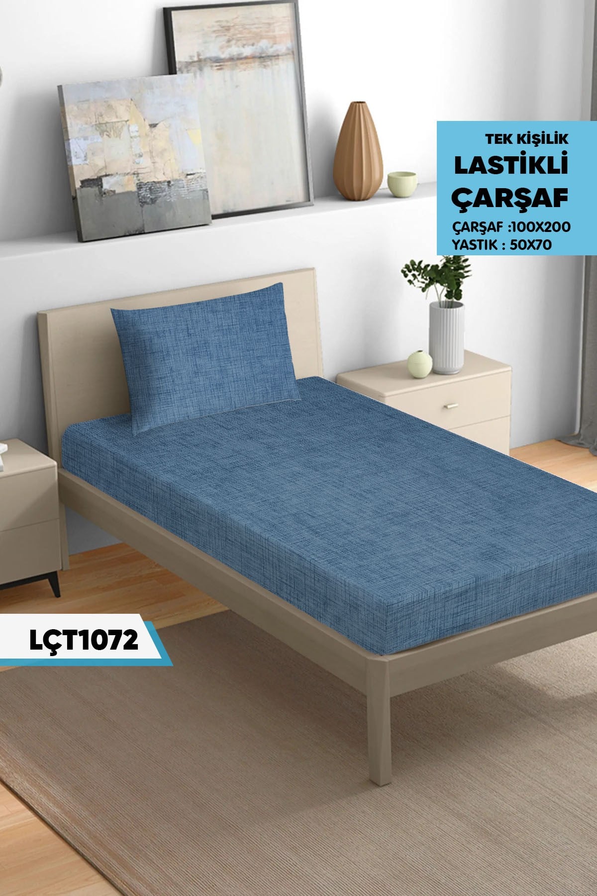 Tek Kişilik Lastikli Çarşaf Seti 100x200cm  LÇT1072-31208