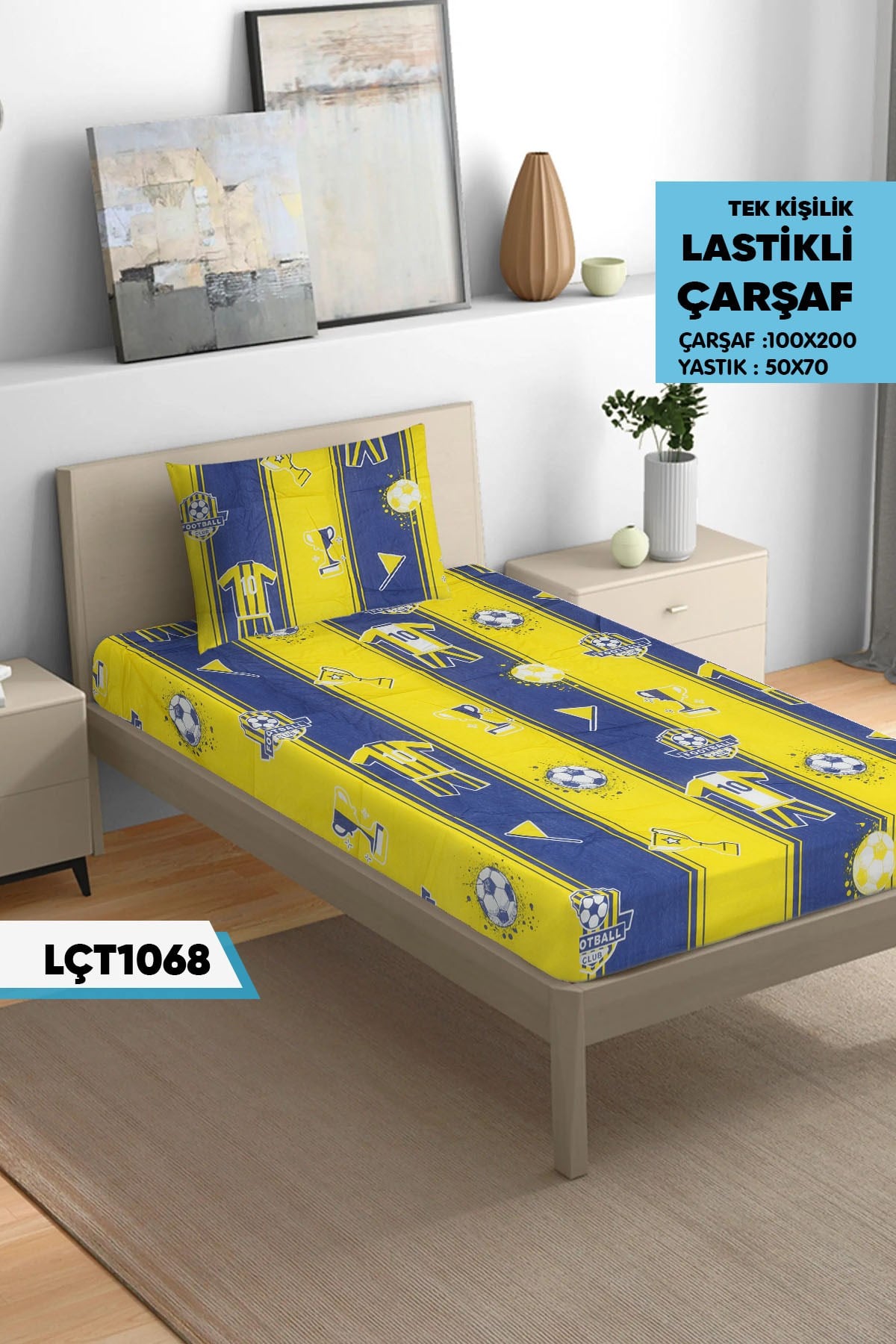 Tek Kişilik Lastikli Çarşaf Seti 100x200cm  LÇT1068-31201