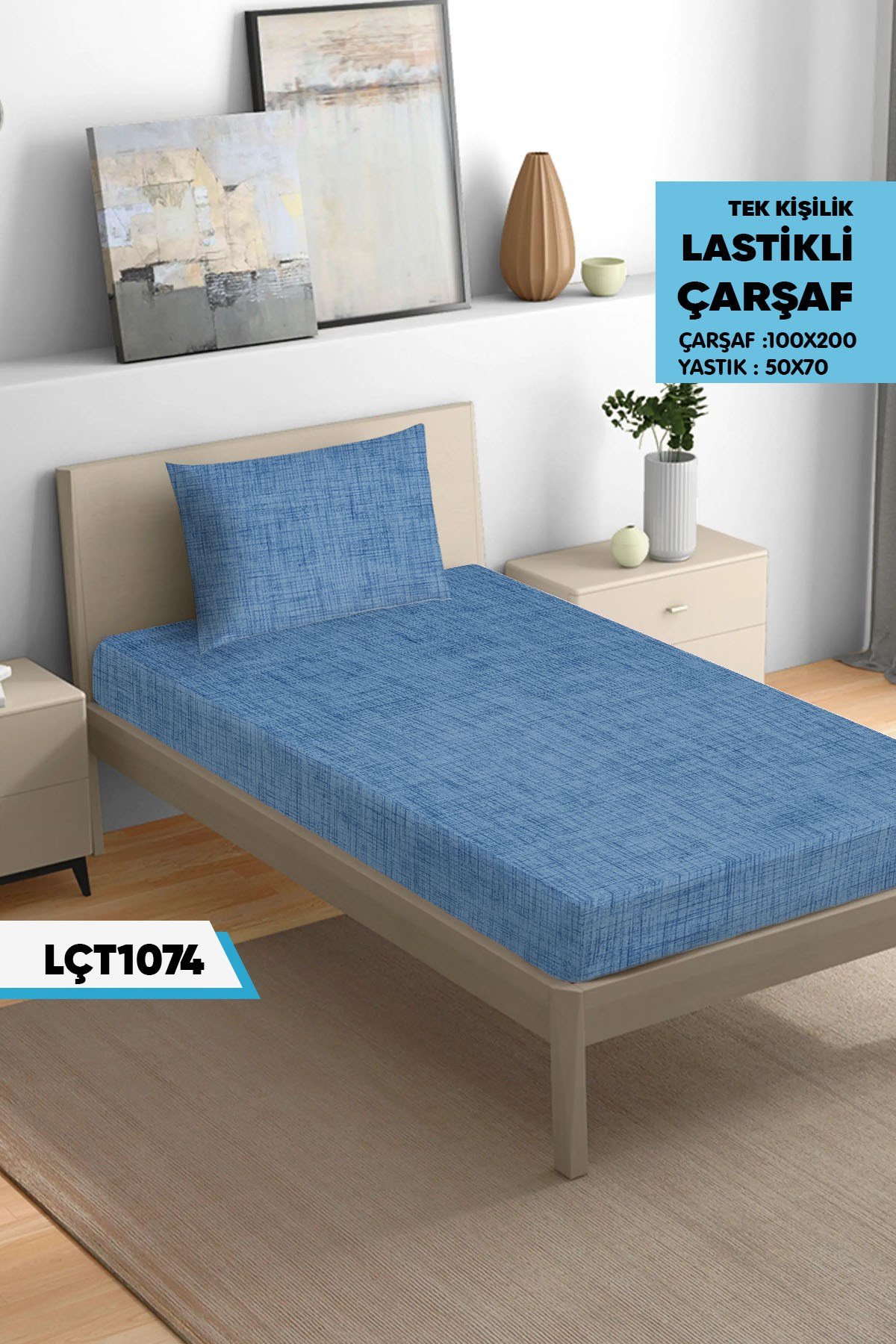 Tek Kişilik Lastikli Çarşaf Seti 100x200cm  LÇT1074-31306