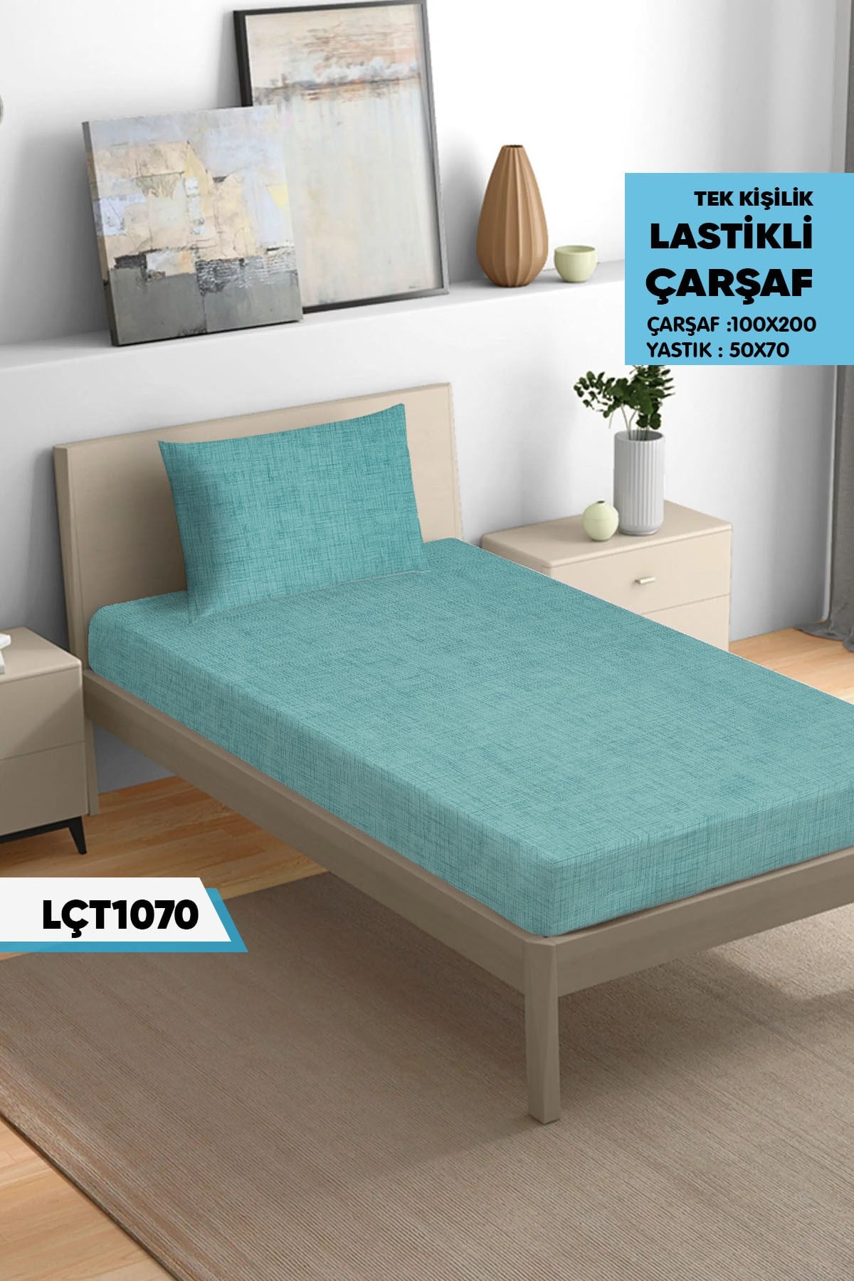 Tek Kişilik Lastikli Çarşaf Seti 100x200cm  LÇT1070-31206