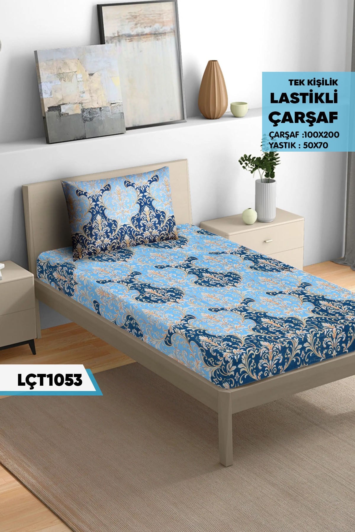 Tek Kişilik Lastikli Çarşaf Seti 100x200cm  LÇT1053-31203