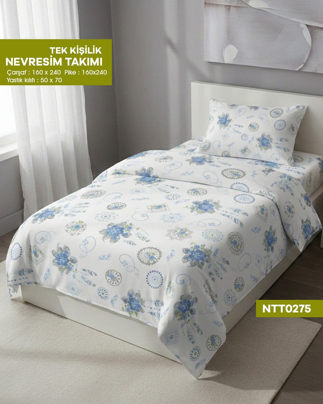 TEK KİŞİLİK RANFORCE NEVRESİM TAKIMI NTT0275-32001