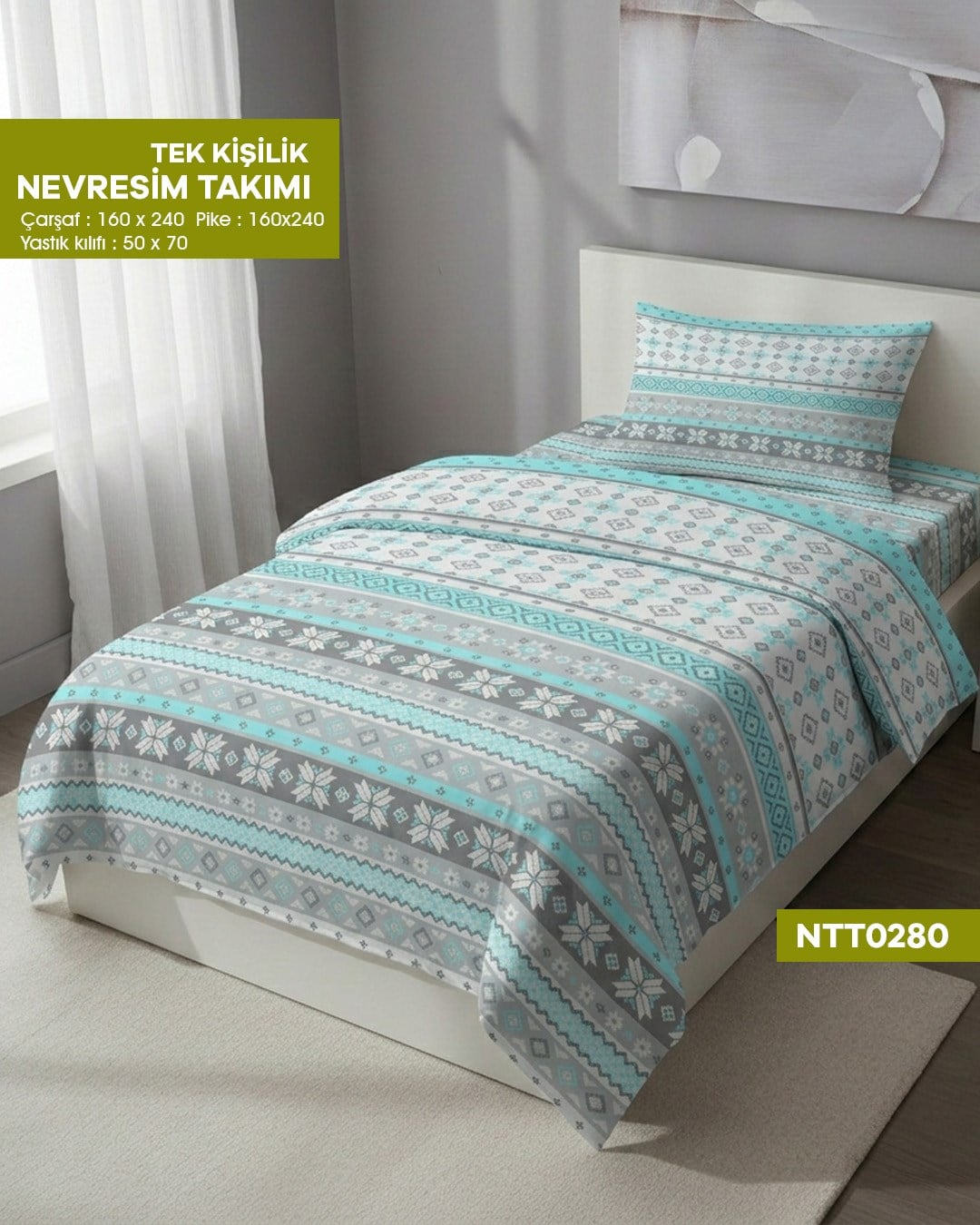 TEK KİŞİLİK RANFORCE NEVRESİM TAKIMI NTT0280-31801