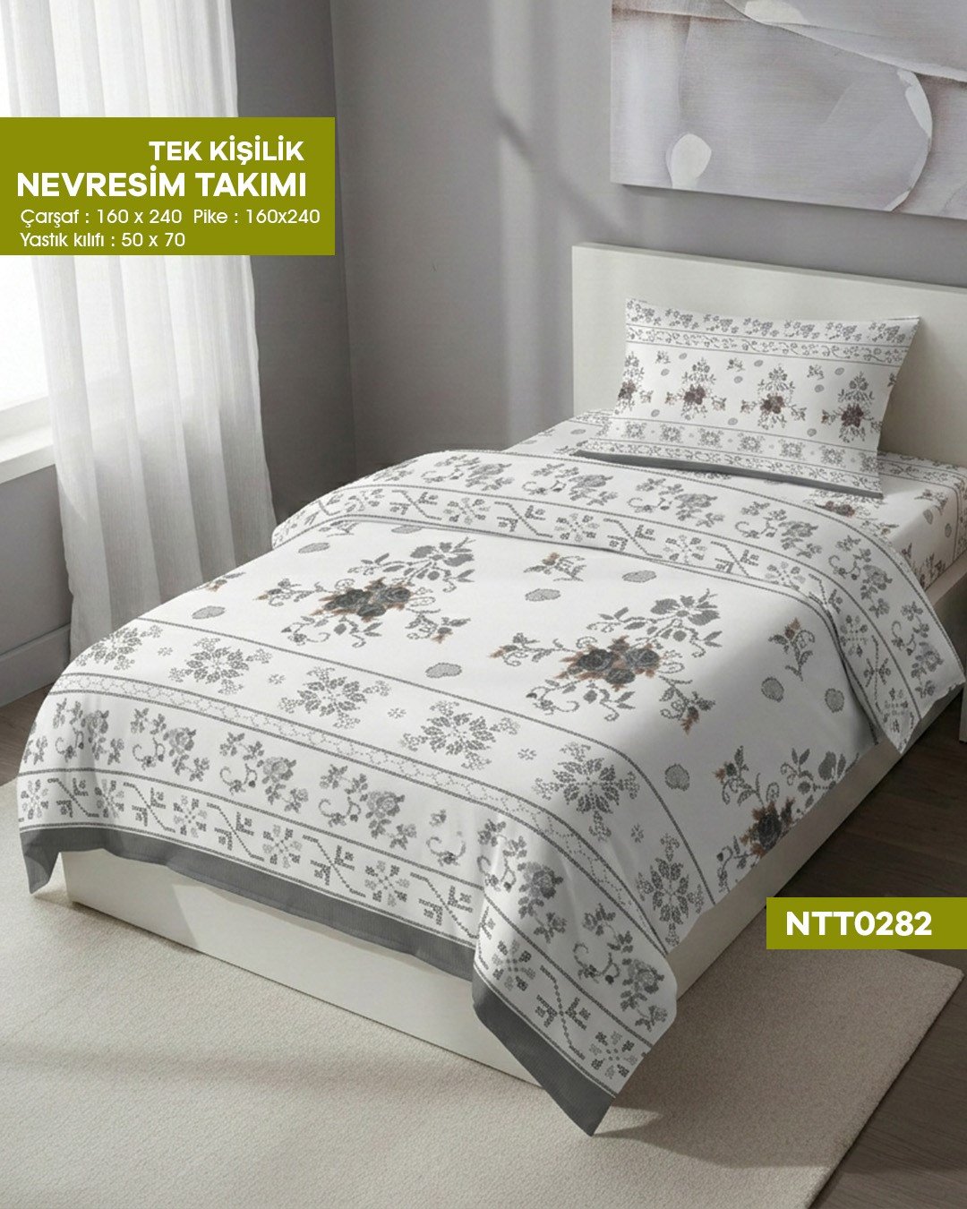 TEK KİŞİLİK RANFORCE NEVRESİM TAKIMI NTT0282-32007