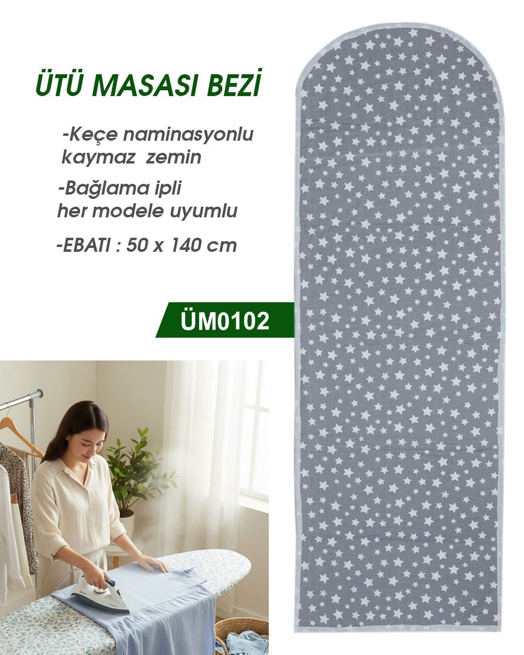 Ütümasası Örtüsü Keçeli ve İpli 50*140cm ÜM0102-2