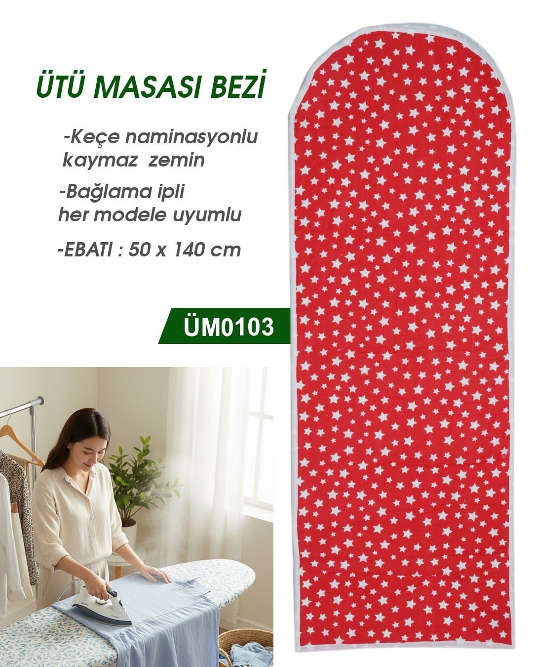 Ütümasası Örtüsü Keçeli ve İpli 50*140cm ÜM0103-3