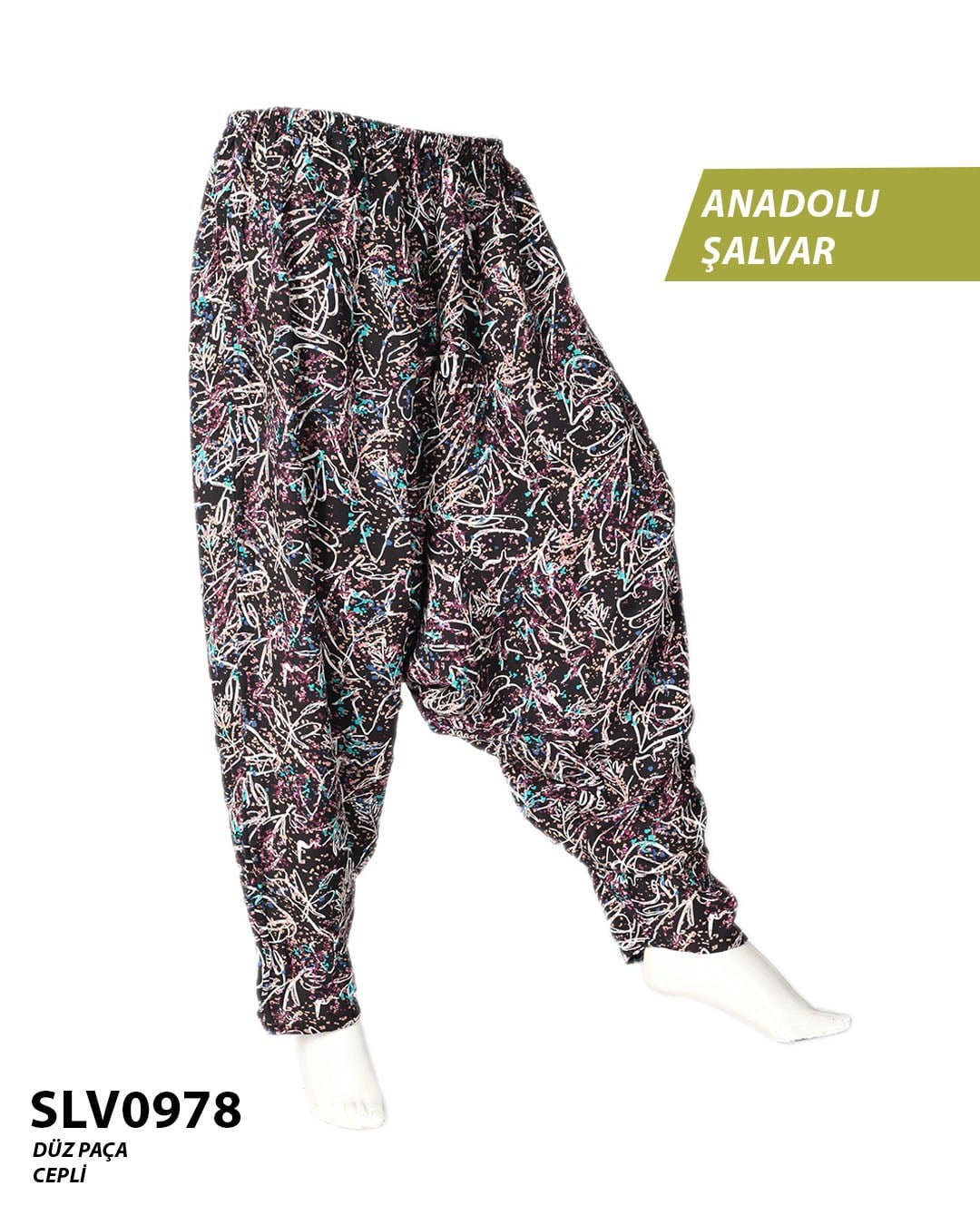 Viskon Düz Palça Anadolu Şalvar (Cepli) SLV0978-13609
