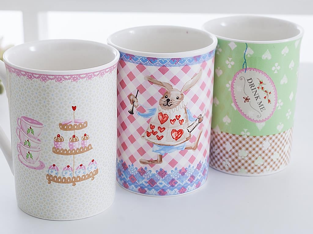 Alice2 Чаша 3 бр. New Bone China 270 ml Pink-Blue-Green