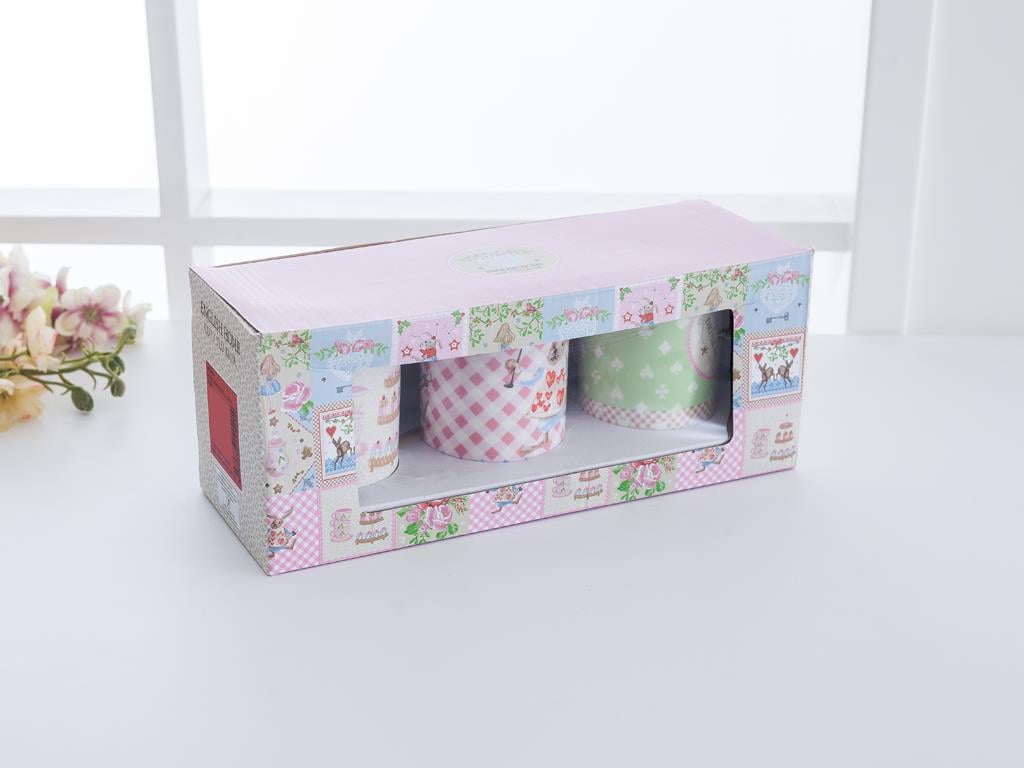 Alice2 Чаша 3 бр. New Bone China 270 ml Pink-Blue-Green