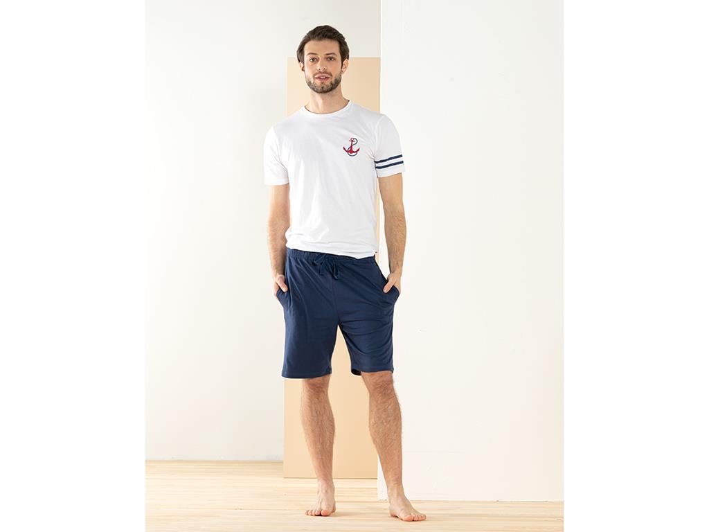 Anchor ПИЖАМА КОМПЛЕКТ с кръгло деколте Памучен M Dark Blue
