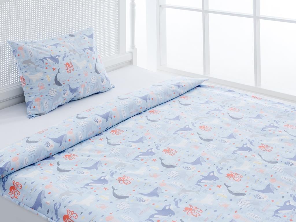Anımals Детски Плик За Завивка Единичен Памучен 160x220 см Син