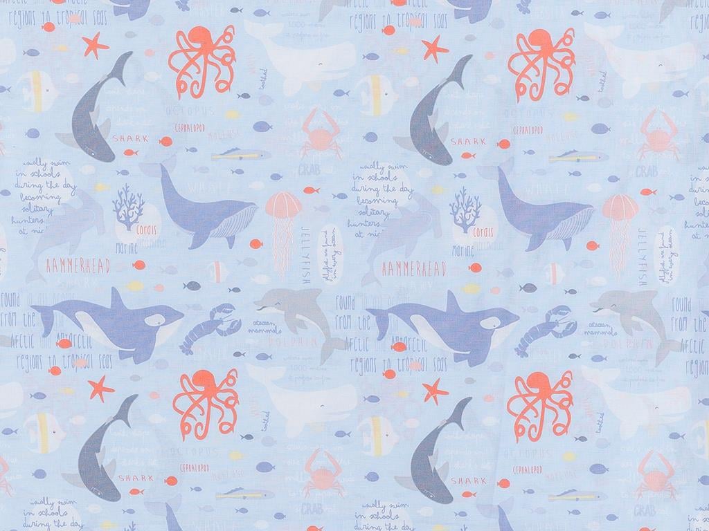 Animals Cotton 2 pcs Kids Pillow Case 50x70 cm Blue