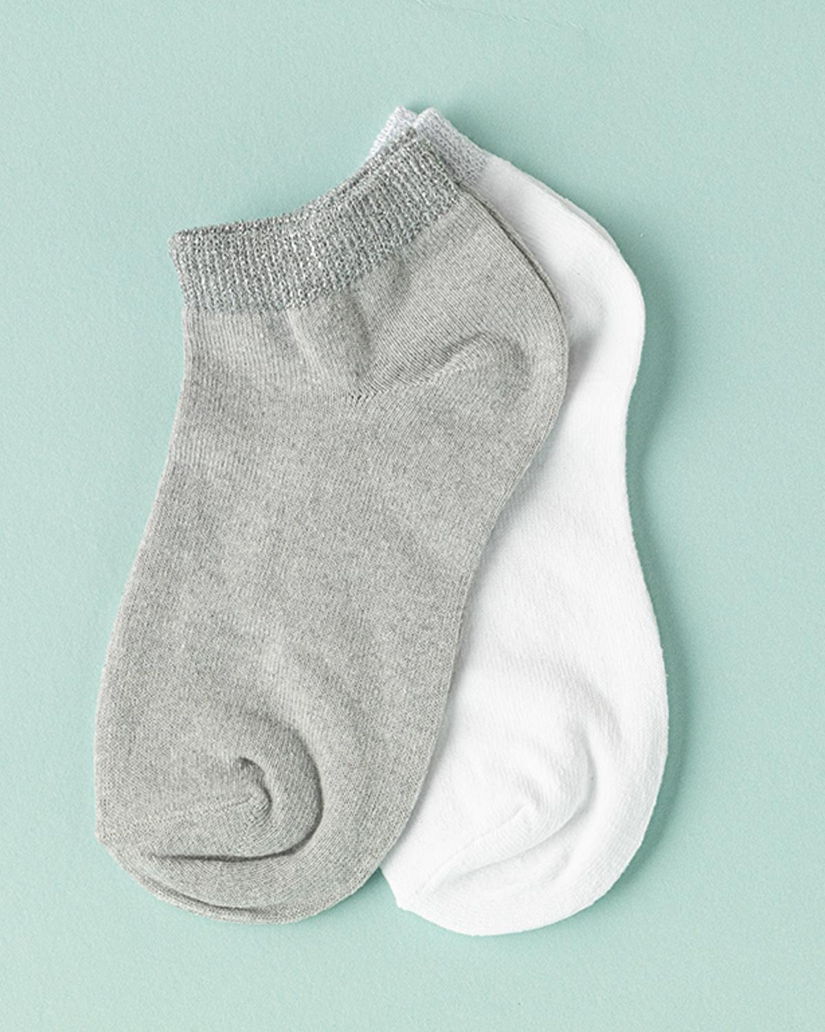 Anna Чорапи Дамски 2 Бр., Памучен Полиестер, Сиво-Бяло, 36-40