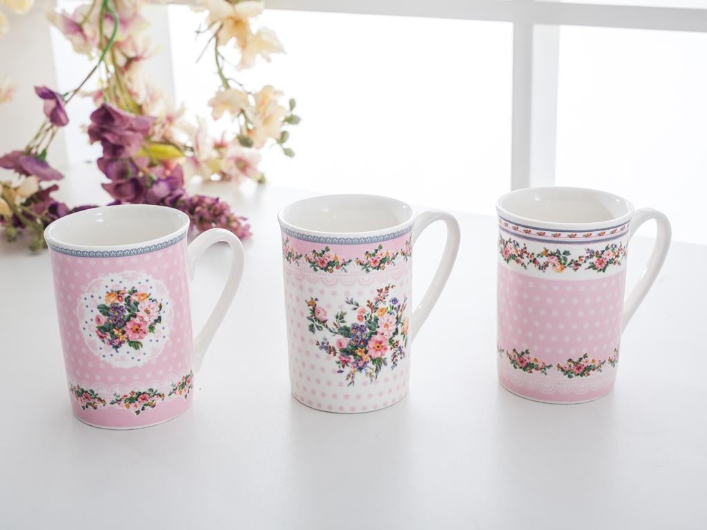 Anna Чаша 3 бр. New Bone China 260 ml Pink