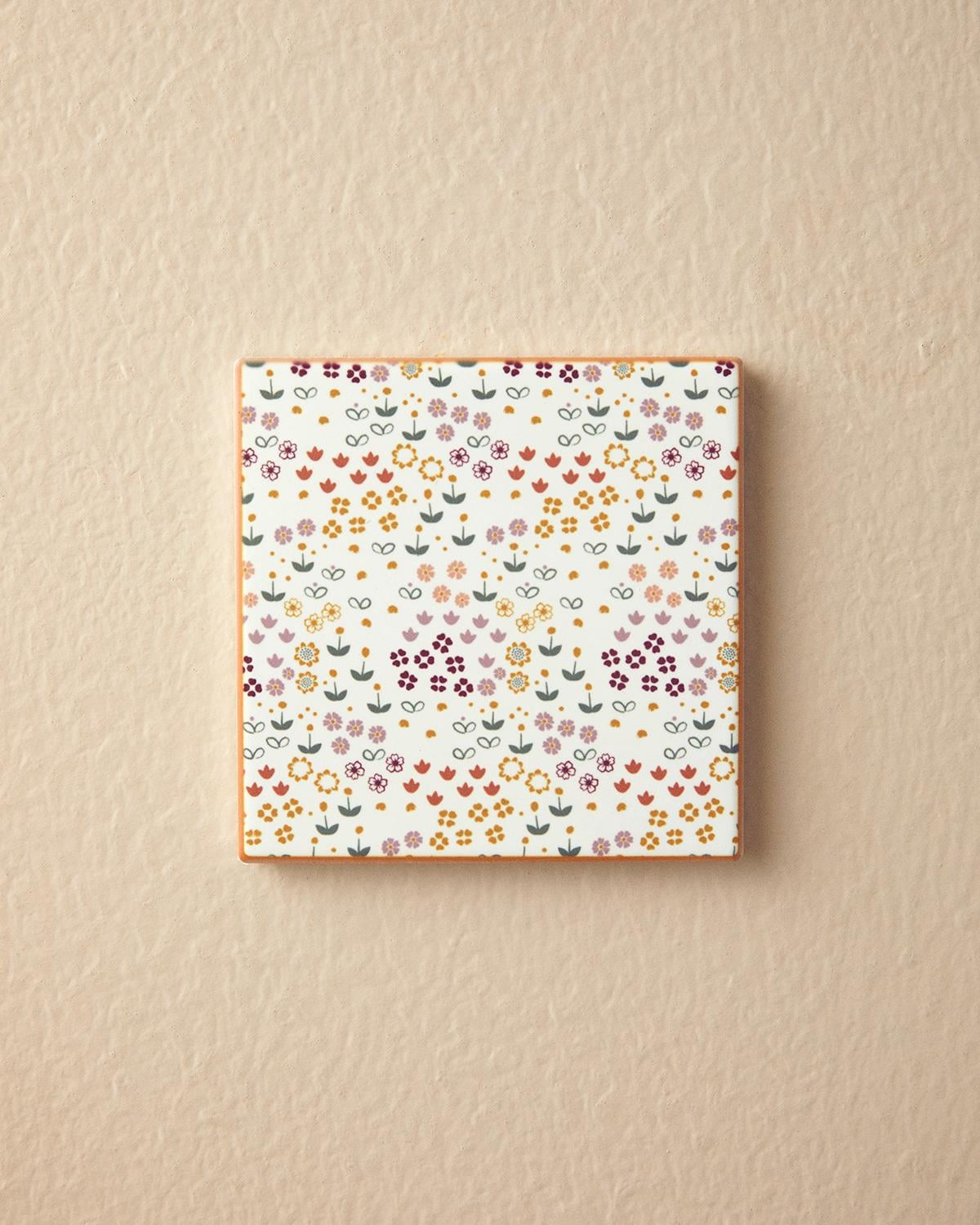 Autumn Flowers Ceramic Coaster 10,8 cm Yellow