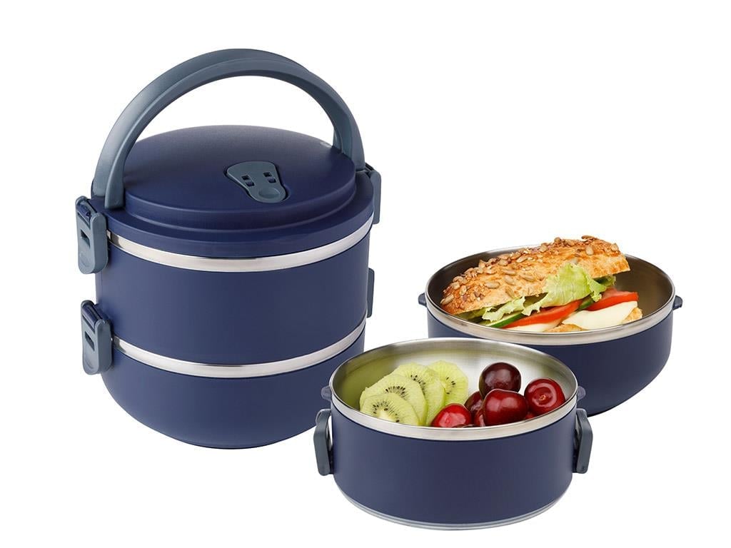 Basıc Кутия За Обяд двойна херметична Неръждаема стомана 1,5 л Морскосин