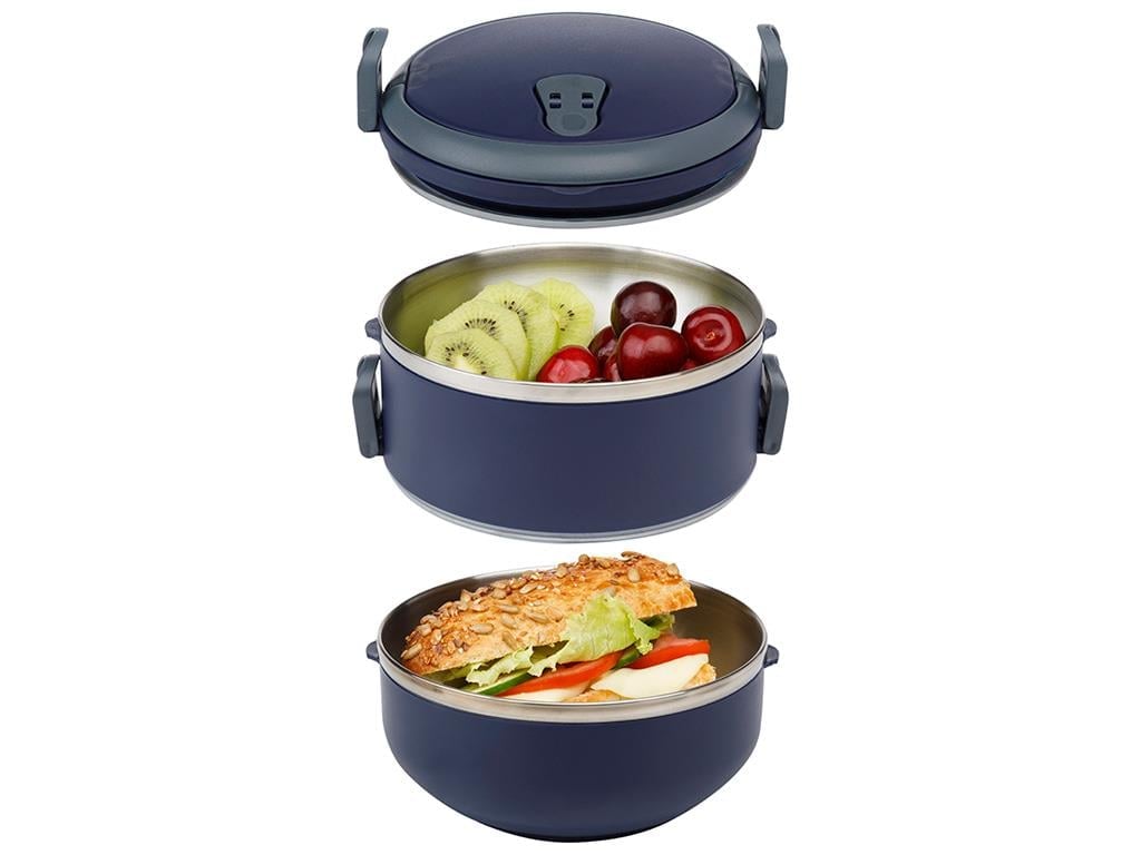 Basıc Кутия За Обяд двойна херметична Неръждаема стомана 1,5 л Морскосин