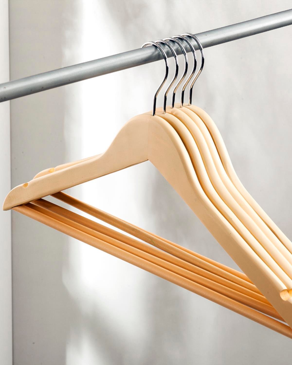 Basıc Закачалка За Дрехи 5 бр. Дървен 44,5x1,2x23,0 см Смес