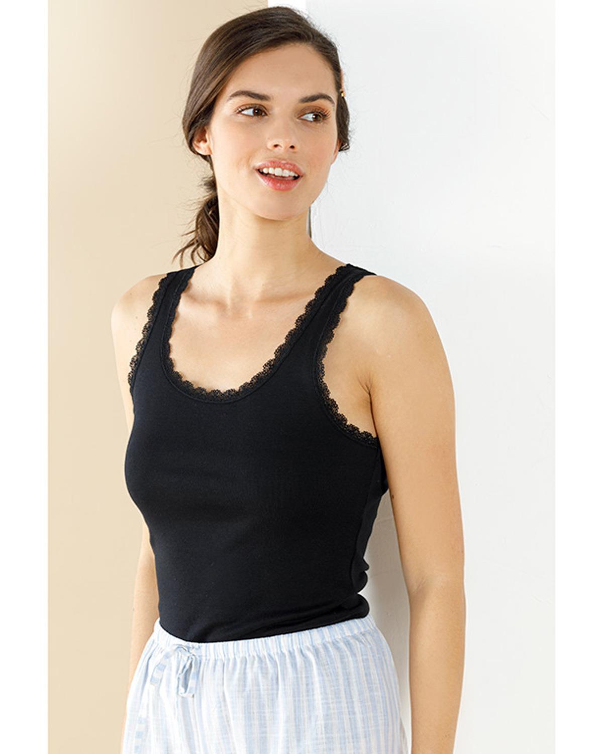 Basic Cotton Kalın Askılı Потник Жена Памук S Черен