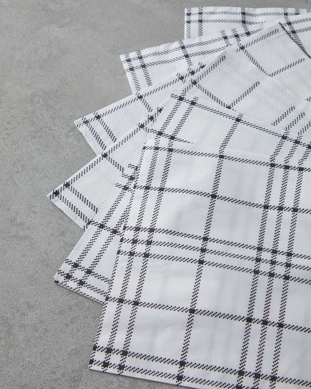 Хартиени Салфетки 20 бр. Хартия 33x33 см Черен - Бял