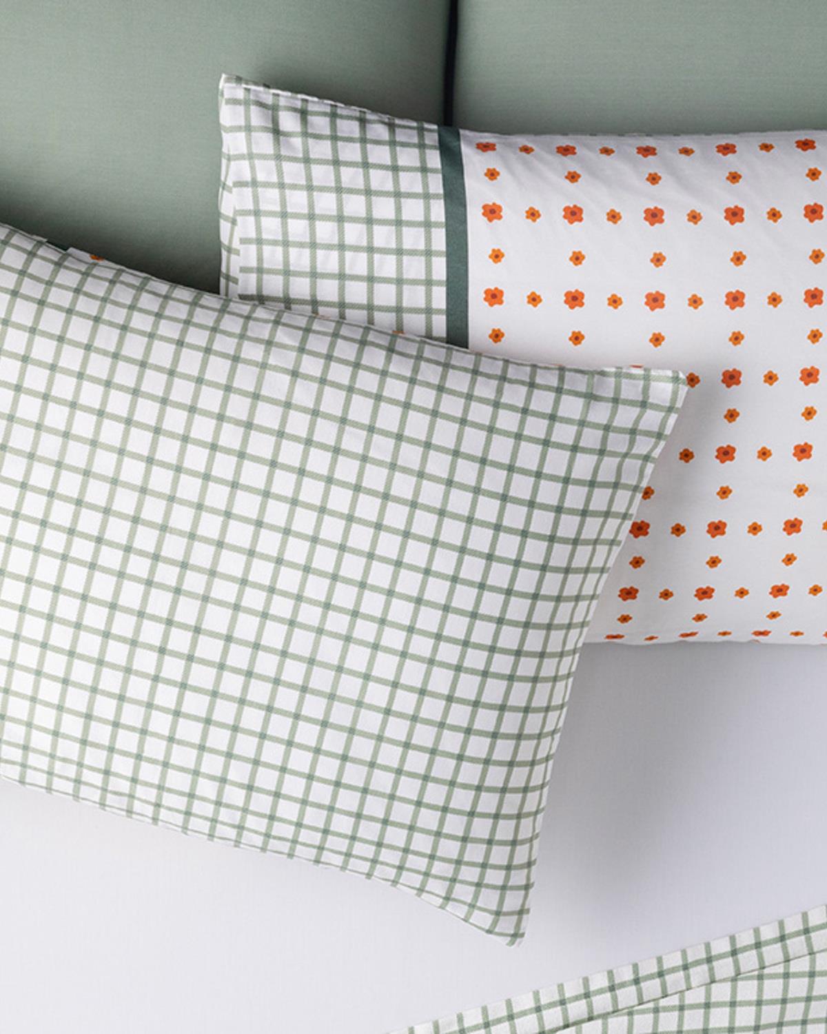 Bloom Check Кълъфка За Възглавница 2Бр., Лесно За Гладене, Оранжево,, 50 X 70 Cm