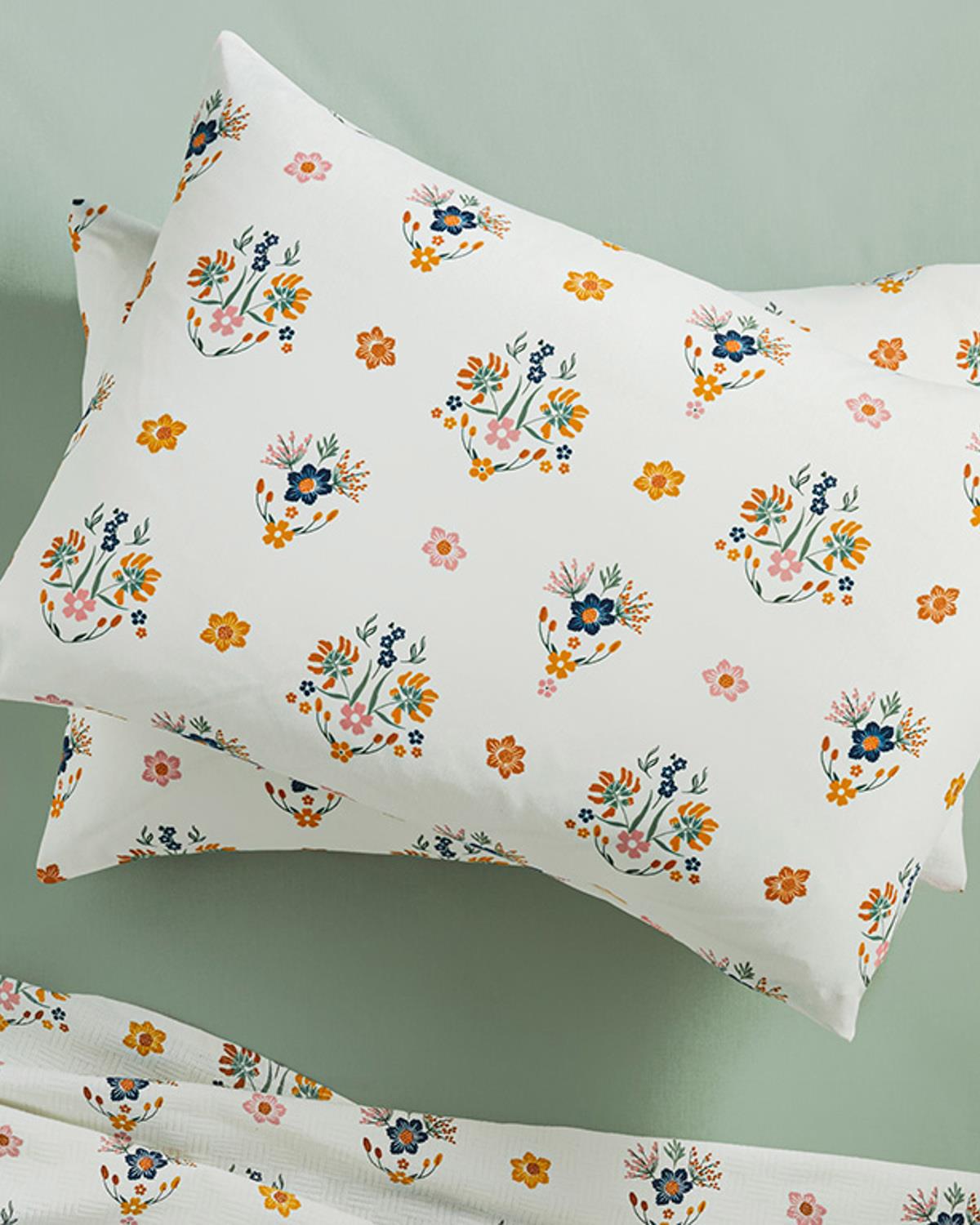 Bloomy Spring Кълъфка За Възглавница 2Бр., Лесно За Гладене, Синьо, 50 X 70 Cm